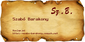 Szabó Barakony névjegykártya